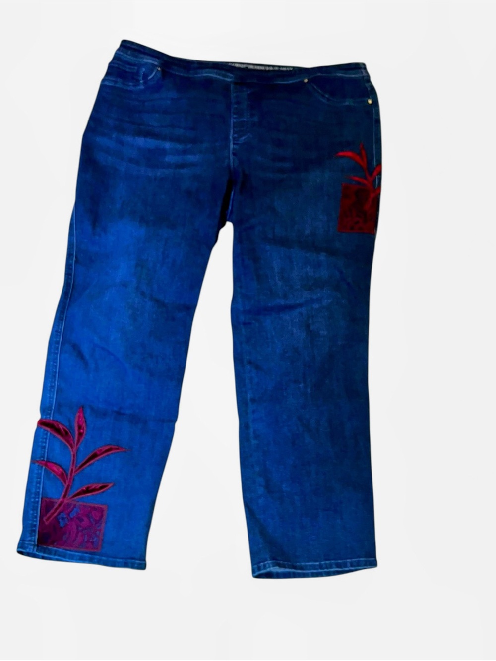 Chicos perfect girlfriend slim leg ankle jeans embellished flower pot 3 xl 16
